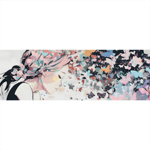 Lade das Bild in den Galerie-Viewer, Aluminiumbild gebürstet Abstraktes Mädchen mit Schmetterlingen Panorama