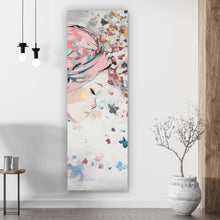 Lade das Bild in den Galerie-Viewer, Aluminiumbild gebürstet Abstraktes Mädchen mit Schmetterlingen Panorama Hoch