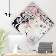 Lade das Bild in den Galerie-Viewer, Leinwandbild Abstraktes Mädchen mit Schmetterlingen Raute