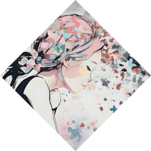 Lade das Bild in den Galerie-Viewer, Leinwandbild Abstraktes Mädchen mit Schmetterlingen Raute