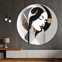 Lade das Bild in den Galerie-Viewer, Aluminiumbild gebürstet Abstrakt geformte Frau Modern Kreis