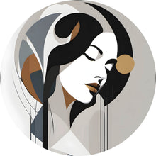 Lade das Bild in den Galerie-Viewer, Aluminiumbild gebürstet Abstrakt geformte Frau Modern Kreis