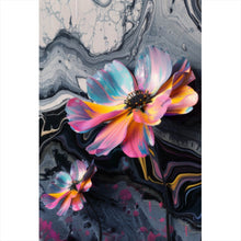 Lade das Bild in den Galerie-Viewer, Aluminiumbild Abstrakte bunte Blumen Fluid Art Hochformat