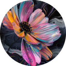 Lade das Bild in den Galerie-Viewer, Aluminiumbild gebürstet Abstrakte bunte Blumen Fluid Art Kreis
