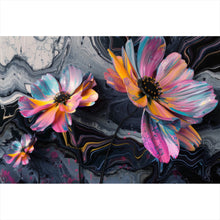 Lade das Bild in den Galerie-Viewer, Spannrahmenbild Abstrakte bunte Blumen Fluid Art Querformat