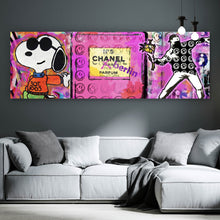 Lade das Bild in den Galerie-Viewer, Acrylglasbild Abstrakte Collage mit Parfumflasche Panorama