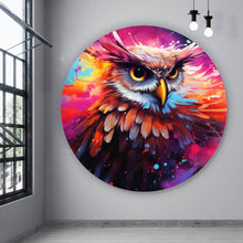 Lade das Bild in den Galerie-Viewer, Aluminiumbild Abstrakte dynamische Eule Kreis