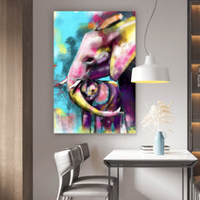 Lade das Bild in den Galerie-Viewer, Spannrahmenbild Abstrakte Elefantenmutter mit Kalb Hochformat