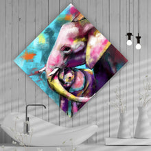 Lade das Bild in den Galerie-Viewer, Aluminiumbild Abstrakte Elefantenmutter mit Kalb Raute