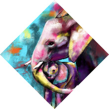 Lade das Bild in den Galerie-Viewer, Poster Abstrakte Elefantenmutter mit Kalb Raute
