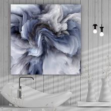 Lade das Bild in den Galerie-Viewer, Leinwandbild Abstrakter Marmor Blau Quadrat
