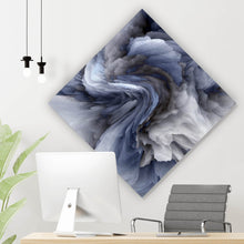 Lade das Bild in den Galerie-Viewer, Aluminiumbild gebürstet Abstrakter Marmor Blau Raute