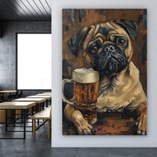 Lade das Bild in den Galerie-Viewer, Poster Abstrakter Mops mit Bierglas Hochformat