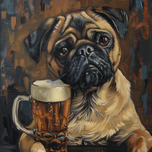 Lade das Bild in den Galerie-Viewer, Poster Abstrakter Mops mit Bierglas Quadrat