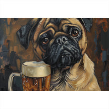 Lade das Bild in den Galerie-Viewer, Poster Abstrakter Mops mit Bierglas Querformat