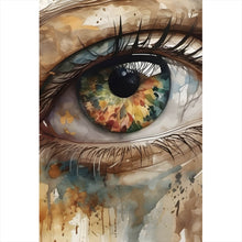 Lade das Bild in den Galerie-Viewer, Spannrahmenbild Abstraktes buntes Auge Aquarell Stil Hochformat