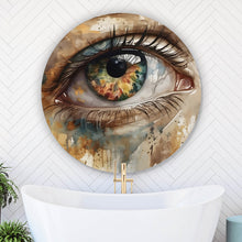 Lade das Bild in den Galerie-Viewer, Aluminiumbild gebürstet Abstraktes buntes Auge Aquarell Stil Kreis