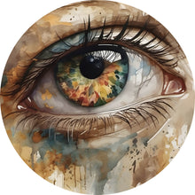 Lade das Bild in den Galerie-Viewer, Aluminiumbild gebürstet Abstraktes buntes Auge Aquarell Stil Kreis