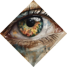 Lade das Bild in den Galerie-Viewer, Aluminiumbild Abstraktes buntes Auge Aquarell Stil Raute