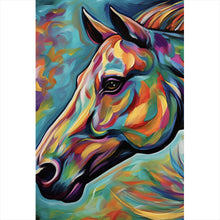 Lade das Bild in den Galerie-Viewer, Acrylglasbild Abstraktes buntes Pferdeportrait Hochformat