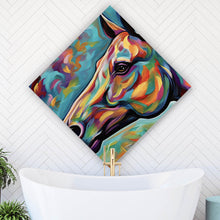 Lade das Bild in den Galerie-Viewer, Acrylglasbild Abstraktes buntes Pferdeportrait Raute
