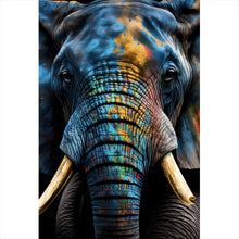 Lade das Bild in den Galerie-Viewer, Leinwandbild Abstraktes farbenfrohes Elefantenportrait Hochformat
