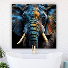 Lade das Bild in den Galerie-Viewer, Acrylglasbild Abstraktes farbenfrohes Elefantenportrait Quadrat
