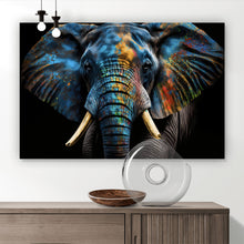 Lade das Bild in den Galerie-Viewer, Spannrahmenbild Abstraktes farbenfrohes Elefantenportrait Querformat