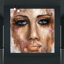 Lade das Bild in den Galerie-Viewer, Aluminiumbild Abstraktes Frauengesicht No.2 Quadrat