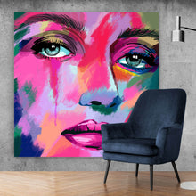 Lade das Bild in den Galerie-Viewer, Leinwandbild Abstraktes Frauengesicht Quadrat