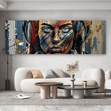 Lade das Bild in den Galerie-Viewer, Spannrahmenbild Abstraktes Frauenporträt mit Kopfhörern Panorama