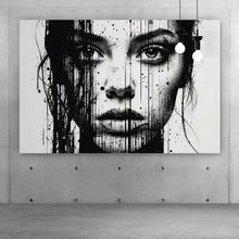 Lade das Bild in den Galerie-Viewer, Aluminiumbild gebürstet Abstraktes Frauenporträt Querformat