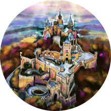 Lade das Bild in den Galerie-Viewer, Aluminiumbild Abstraktes Gemälde einer Burg Kreis