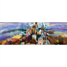 Lade das Bild in den Galerie-Viewer, Aluminiumbild gebürstet Abstraktes Gemälde einer Burg Panorama