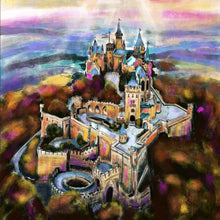 Lade das Bild in den Galerie-Viewer, Acrylglasbild Abstraktes Gemälde einer Burg Quadrat