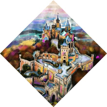 Lade das Bild in den Galerie-Viewer, Aluminiumbild gebürstet Abstraktes Gemälde einer Burg Raute