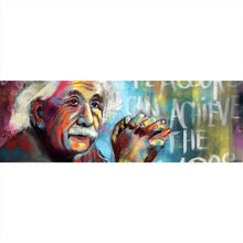 Lade das Bild in den Galerie-Viewer, Aluminiumbild gebürstet Abstraktes Portrait Albert Einstein Panorama
