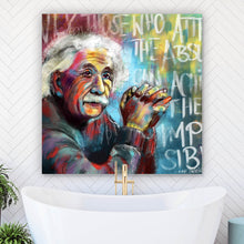 Lade das Bild in den Galerie-Viewer, Leinwandbild Abstraktes Portrait Albert Einstein Quadrat