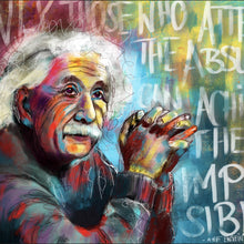 Lade das Bild in den Galerie-Viewer, Leinwandbild Abstraktes Portrait Albert Einstein Quadrat