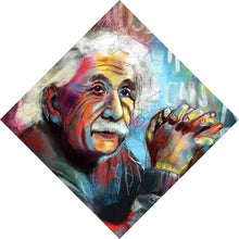 Lade das Bild in den Galerie-Viewer, Aluminiumbild gebürstet Abstraktes Portrait Albert Einstein Raute