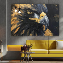 Lade das Bild in den Galerie-Viewer, Leinwandbild Abstraktes Portrait eines Raubvogels Querformat