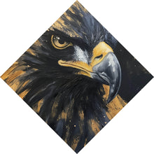 Lade das Bild in den Galerie-Viewer, Aluminiumbild gebürstet Abstraktes Portrait eines Raubvogels Raute