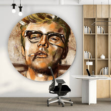 Lade das Bild in den Galerie-Viewer, Aluminiumbild gebürstet Abstraktes Portrait James Dean Kreis