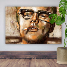 Lade das Bild in den Galerie-Viewer, Leinwandbild Abstraktes Portrait James Dean Querformat