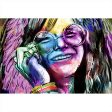 Lade das Bild in den Galerie-Viewer, Leinwandbild Abstraktes Portrait Janis Joplin Querformat