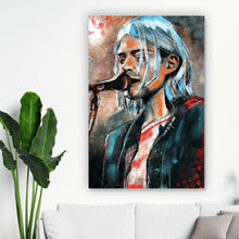 Lade das Bild in den Galerie-Viewer, Aluminiumbild gebürstet Abstraktes Portrait Kurt Cobain Hochformat
