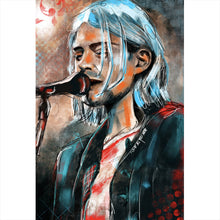 Lade das Bild in den Galerie-Viewer, Aluminiumbild gebürstet Abstraktes Portrait Kurt Cobain Hochformat