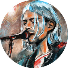 Lade das Bild in den Galerie-Viewer, Aluminiumbild Abstraktes Portrait Kurt Cobain Kreis