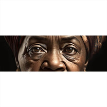 Lade das Bild in den Galerie-Viewer, Leinwandbild Ältere Frau mit braunem Kopftuch Panorama