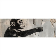 Lade das Bild in den Galerie-Viewer, Spannrahmenbild Affe hält roten Ballon Street Art Panorama